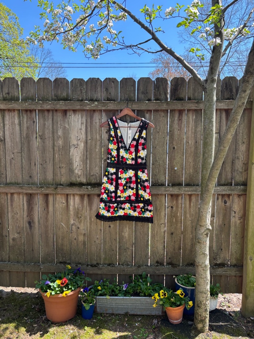 Alice + Olivia Black Floral Crochet Lace Mini Dress